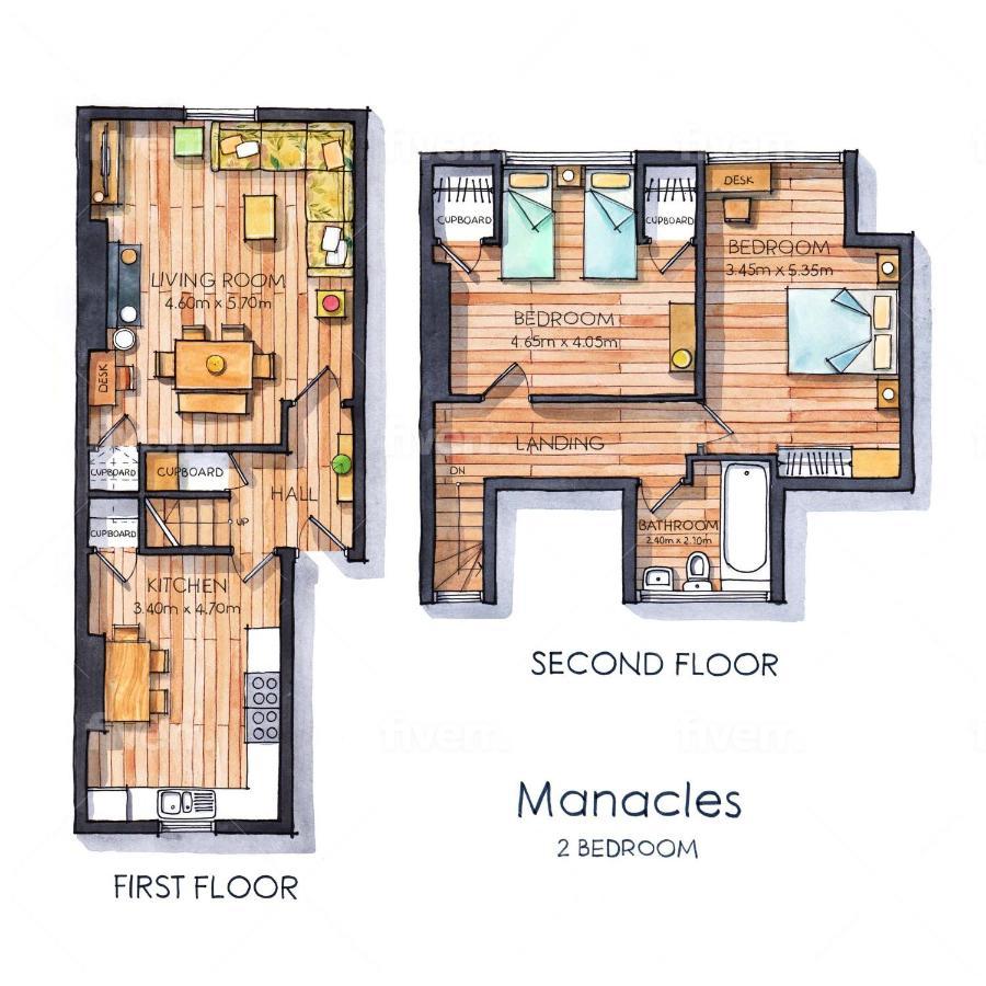 Manacles - Spacious Flat Near Beach With Sea Views & Parking ファルマス エクステリア 写真
